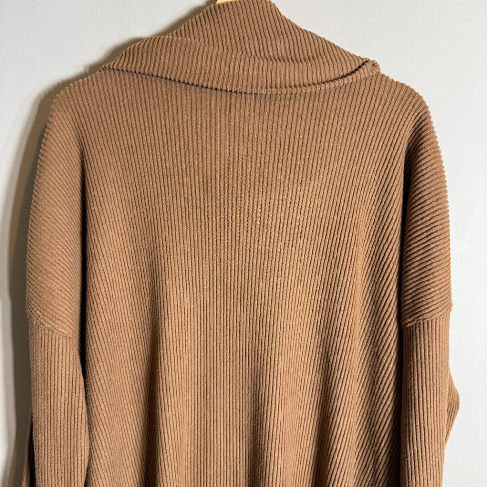 Gap Ribbed Cowl Neck Sweater Mini Dress Women's Large Brazen Brown Cozy Knit - Picture 10 of 14